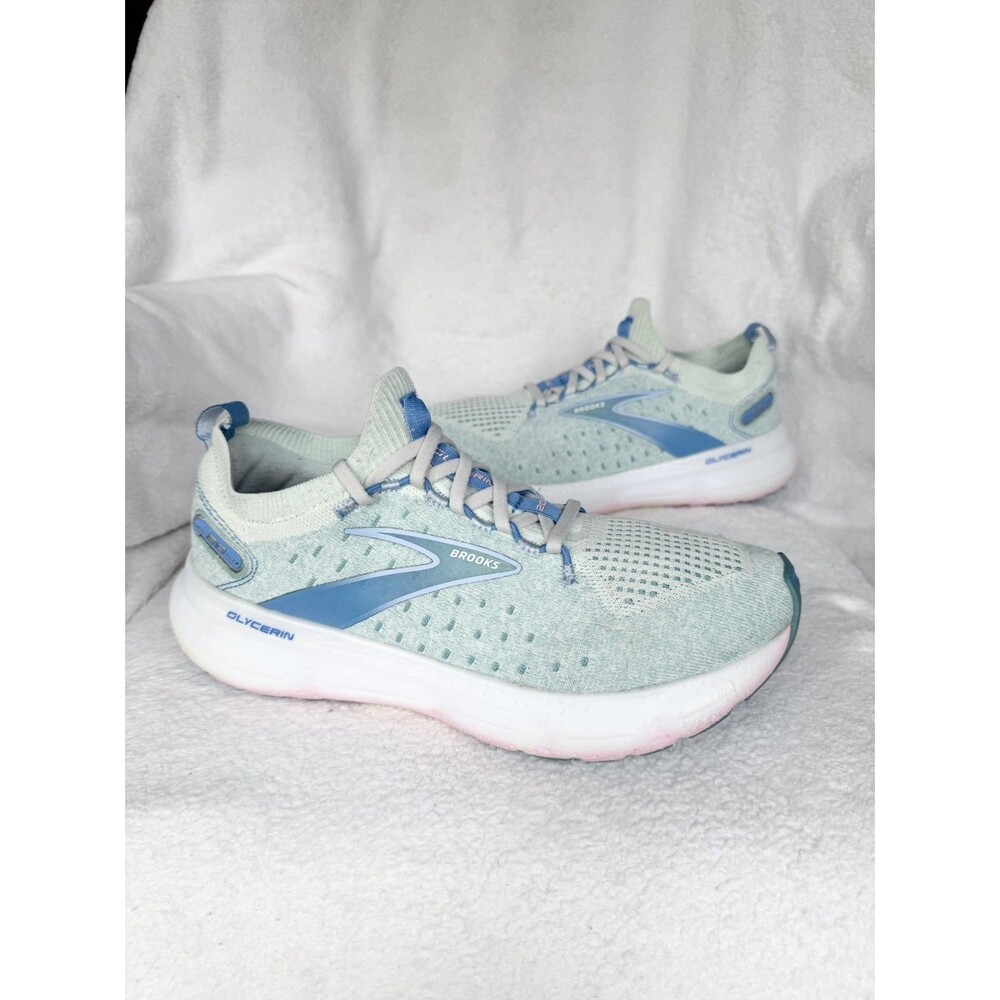 Brooks Glycerin StealthFit GTS 20 Womens Green Sz 10.5 Running Shoes 1203721B409